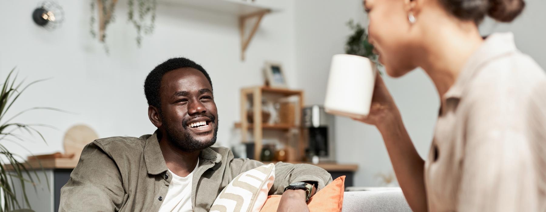 a man and a woman sitting on a couch